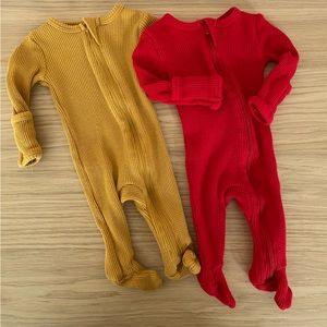 2 Newborn Spearmint Love footie pajamas